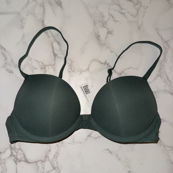 Victoria’s Secret PINK Super Push Up Bra Green 34A Underwire - Picture 1 of 4